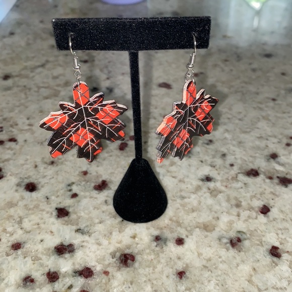 Fall Faux Leather Earrings - Picture 2 of 3